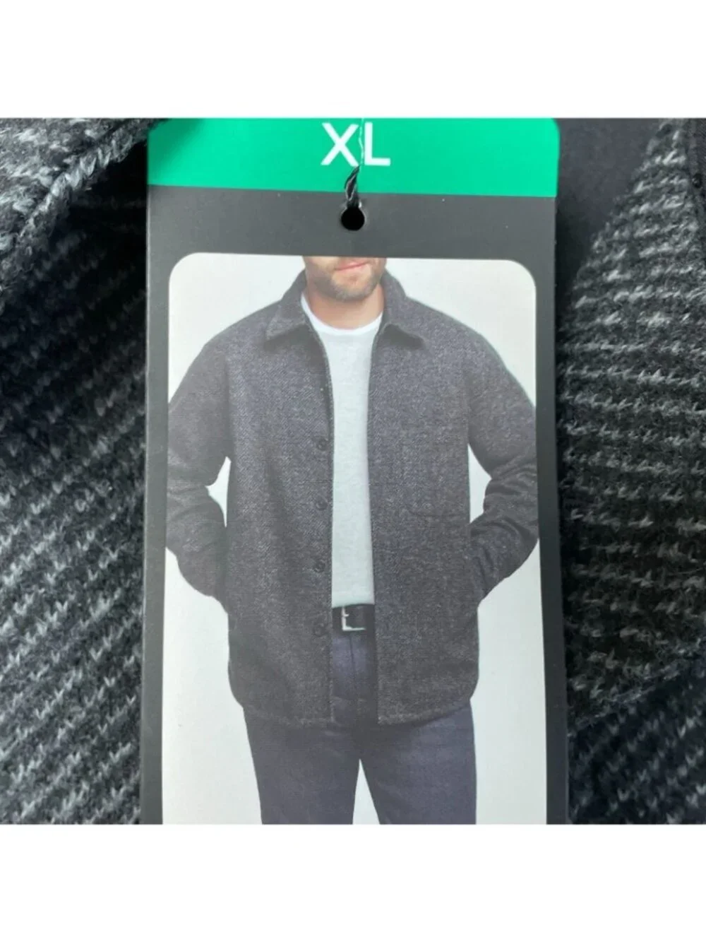 Banana Republic Men's XL Gray Button-Up Shacket Herringbone Pattern e1492